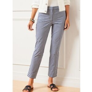 TALBOTS Gingham Perfect Crop Pant Size 8 Blue & White Like New